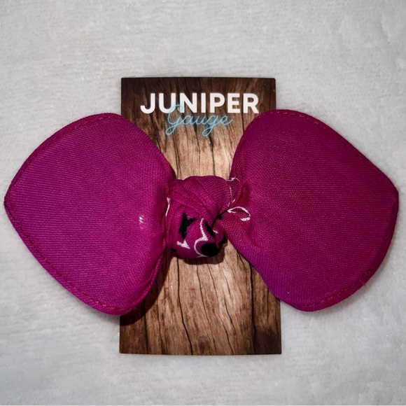 Magenta Paisley Rockabilly Bandana Knotted Hair Bow - Picture 11 of 11